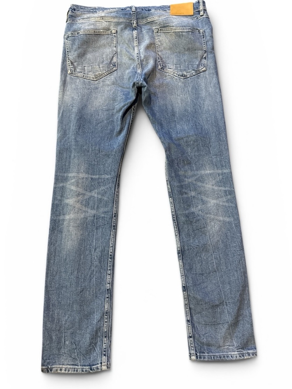 All Saints Men’s Cigarette Fit Button Fly Torn Thrashed Distressed Jeans Size 36 - Picture 3 of 7